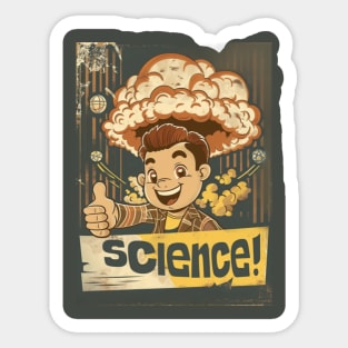 Science, retro style, explosion, atomic bomb Sticker